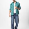 Urbano Fashion Men's Turquoise Cotton Full Sleeve Regular Fit Textured Shirt with Spread Collar (shirtsmocregfs-06-turq-s) - Image 3