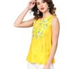 Yash Gallery Rayon Blend Women's Rayon Slub Embroidered Straight Top for Women (1066YKYELLOW_Yellow_Medium) - Image 6