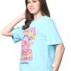 Preneum 100% Pure Cotton Oversized Loose Baggy Fit Drop Shoulder Half Sleeve Round Neck Cool Front Trendy Printed T-Shirt for Women/Girls (in, Alpha, 2XL, Plus, Blue & Black & Pink) - Image 5