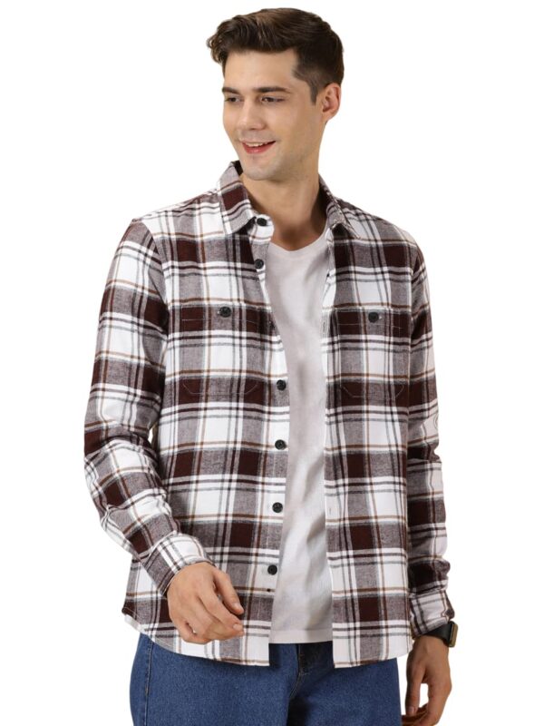 Thomas Scott Men's Slim Fit Full Sleeves Tartan Checked Casual Shirt (Maroon)