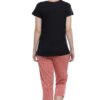 DZZO Cotton Night Suit for Women Girls | Women's Cotton Black T-Shirt & Striped Capri Set Pyjama Set Night Suit Sleepwear Nightwear Nightdress Loungewear for Women and Girls (Small, Black) - Image 5