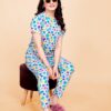 M-SIS Women's Colorful Print Cotton Nightwear Pajama Set, Short Sleeve Top with Full Length Pants, Loungewear with Pockets (Multicolor, XL) - Image 3