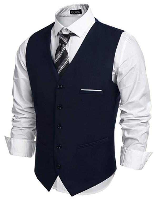 OORA Men's Waist Coat/Jacket Slim Casual Blazer (Tuxedo_NavyBlue_38)