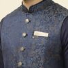 Manyavar Men's Nehru Jacket (JAC246-326_Blue_L) - Image 4