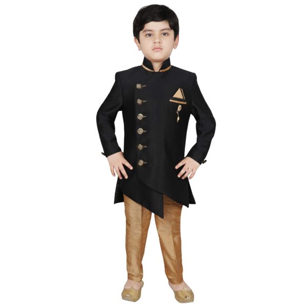 SG YUVRAJ Kids Indo Western Sherwani Set For Boys (UP-G144-BLACK-3)