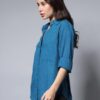 HIGH STAR Women's Cotton Oversized Fit Shirt (HSWSHW23509_BL_Blue, Small - Image 5