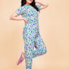 M-SIS Women's Colorful Print Cotton Nightwear Pajama Set, Short Sleeve Top with Full Length Pants, Loungewear with Pockets (Multicolor, XL) - Image 4