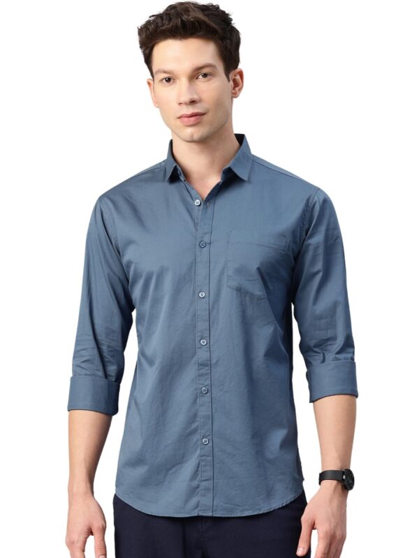 Majestic Man Cotton Solid Slim Fit Casual Shirt for Men (Medium, Dark Grey)