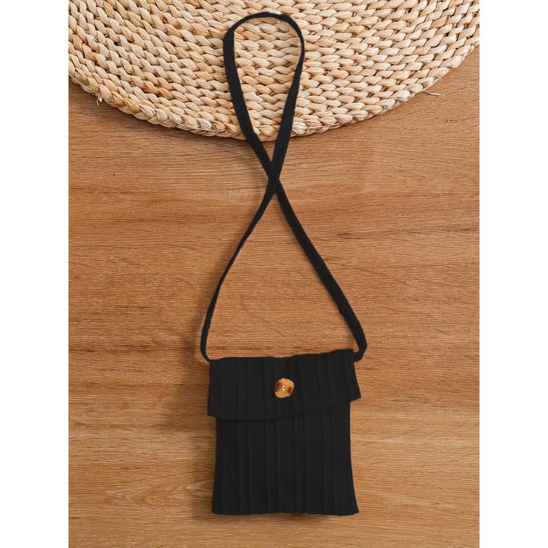 Niren Enterprise Girls Black Striped Round Neck Sleeveless Kids Dress with Waist Belt and String Purse - Image 5