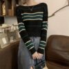 ICW Acrylic Women's Knit Loose Fit Boat Neck Drop Shoulder Crop Top Pullover Sweater (ONE Size Fit Bust 32-36 INCH) (Black) - Image 6