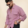 IndoPrimo Men's Regular Fit Fancy Double Pocket Casual Shirt for Men Full Sleeves - Cargo (in, Alpha, L, Regular, Pink) - Image 4
