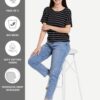 Amazon Brand - Symbol Women's Striped Loose Fit Half Sleeve Cotton T-Shirt (SYMAW19TS036B_White + Navy_Small) (Combo Pack of 2) - Image 8