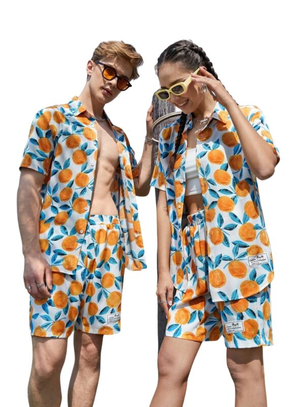 GRECIILOOKS Men Rayon Casual Regular Fit Co-Ord Set (Orange, Small)
