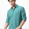Urbano Fashion Men's Turquoise Cotton Full Sleeve Regular Fit Textured Shirt with Spread Collar (shirtsmocregfs-06-turq-s) - Image 6