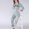 AV2 Women's Satin Solid Pajama Set (Grey_Large) - Image 2