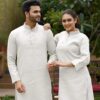 Fashion Galleria Cotton Blend Fabric Mens and Womens Kurta and Couple Kurti Dress 2 pcs Combo (White, Men - XXL/Women - L) - Image 5