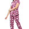 ZEYO Women's Cotton Swan Printed Dark Mauve Stylish Night Suit Pajama Set of Shirt & Pyjama 5611 - Image 4