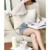 MYSTIFY Women®Short Openwork Sunscreen Knitted Pullover Women Summer Seaside Resort Loose Design Sense Long-Sleeve Sweater Top (White) - Image 6