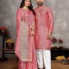 Nehdip Creation Trendy Couple Dress, Silk Saree & Kurta Pajama (in, Alpha, M, Standard, Pink) - Image 2