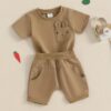 CUTIECRAZE Boy clothing set || cotton clothing set for boy || T shirt And Shorts Set (DTS 24-25) (Brown, 3-4 Year) - Image 3