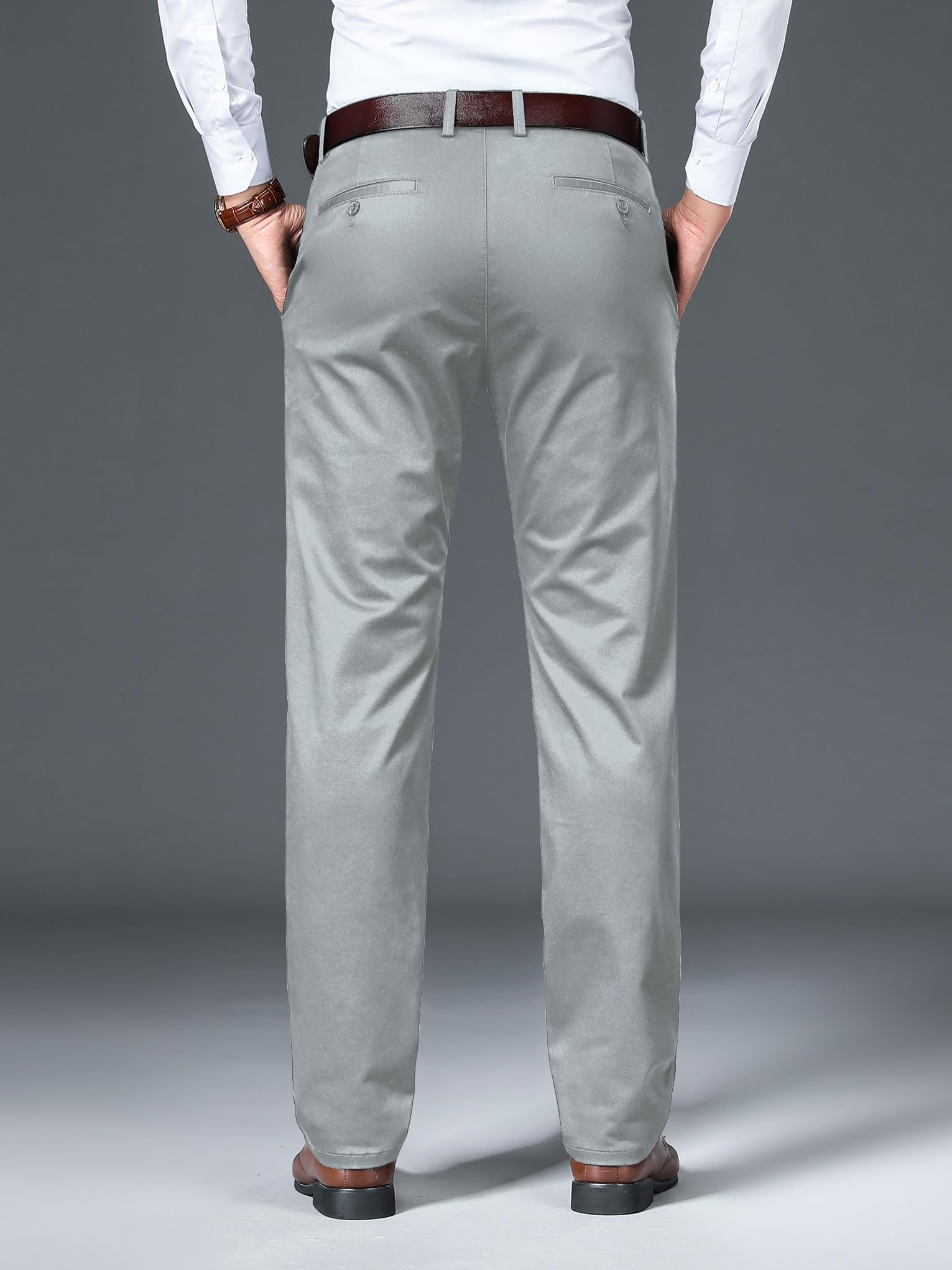 AVANOVA Men's Solid Grey Trousers Light Business Style Slightly Stretch Straight Leg Pants for Outdoor Casual Daily Trouser II Men's Regular Casual Pants Trouser (Trouser 126 Grey-34) - Image 7