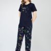 ZEYO Night Suit for Women's Navy Blue Printed Cotton Night Dress of Top and Pajama Set 5774 - Image 5
