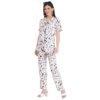 Tulzott Women's Pure Cotton Top & Pyjama Set - Printed Nightwear and Loungewear, Comfortable Night Suit for Sleep and Relaxation Brown - Image 3