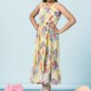 Fashion Dream Girl's Printed Calf Length Fit And Flare Dress (FDGFRK00335 YLW 28_Yellow_7-8Years) - Image 3