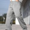 Ben Martin Grey Wide Leg Loose Baggy Jeans for Men, 32 - Image 6