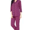 ZEYO Women's Cotton Heart Printed Wine Night Suit Shirt & Pajama Set 5276 (Medium) - Image 5