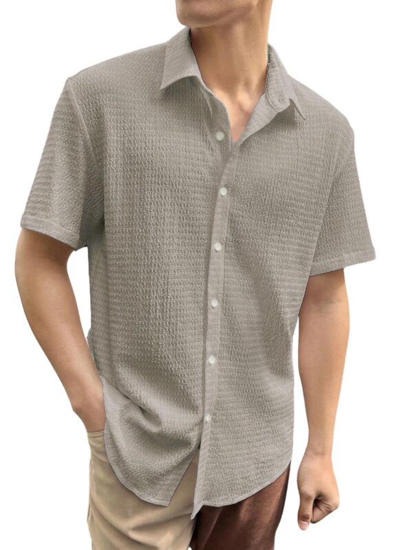 GRECIILOOKS Mens Casual Polycotton Regular Fit Shirt (Beige, Medium)