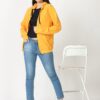 Wafaa Women's Cotton Plain Hooded Neck Full Zipper Mustard Yellow Color Sweatshirt Regular Fit Hoodies with Kangaroo Pocket Large Size - Image 3