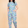 M-SIS Women's Colorful Print Cotton Nightwear Pajama Set, Short Sleeve Top with Full Length Pants, Loungewear with Pockets (Multicolor, XL) - Image 5