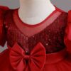 Niren Enterprise Rollar Frock net Embroidery Work Ruffle Patterned Flared Short Sleeve Girl Frock, Pack of 1 (ROLLAR Frock, 2-3Y) Maroon - Image 4