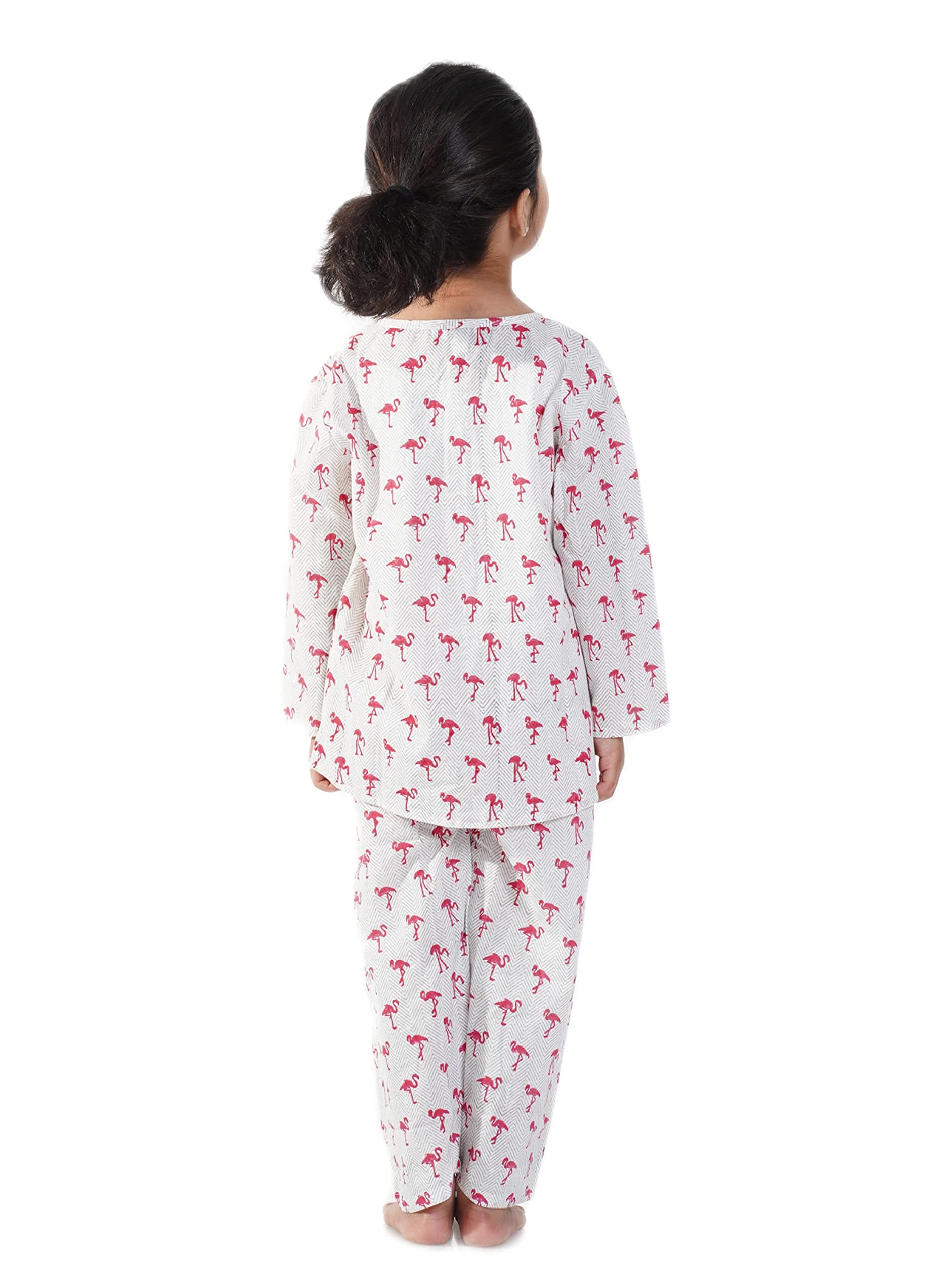 Chheent Cotton Unisex Printed Night Dress Suit Sleepwear Girls, Boys | Pink Flamingo (7-8 Years) - Image 5