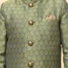 KISAH Kids Sherwani Cotton Blend Woven Design Indo-Western Sherwani for Kids, Green, 7-8 Years - Image 3