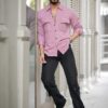 IndoPrimo Men's Regular Fit Fancy Double Pocket Casual Shirt for Men Full Sleeves - Cargo (in, Alpha, L, Regular, Pink) - Image 2