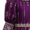 White Button New Wine Ethnic Long Party Kids Gown for Girls Maxi Dress - Image 4