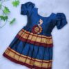 Amba Collection Boutique's Girl's Traditional Ethnic Wear Reshim Cotton Nath Khan Frock Blue - Image 7