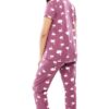 ZEYO Women's Cotton Swan Printed Dark Mauve Stylish Night Suit Pajama Set of Shirt & Pyjama 5611 - Image 5