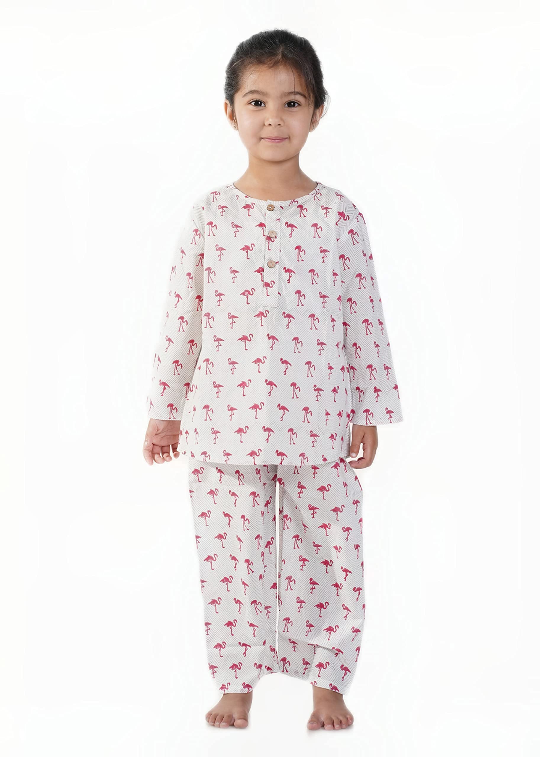 Chheent Cotton Unisex Printed Night Dress Suit Sleepwear Girls, Boys | Pink Flamingo (7-8 Years) - Image 7
