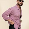 IndoPrimo Men's Regular Fit Fancy Double Pocket Casual Shirt for Men Full Sleeves - Cargo (in, Alpha, L, Regular, Pink) - Image 5