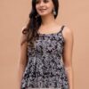 feranoid Women Cotton Printed Sleeveless Strap Peplum Top - Image 3
