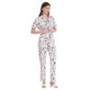 Tulzott Women's Pure Cotton Top & Pyjama Set - Printed Nightwear and Loungewear, Comfortable Night Suit for Sleep and Relaxation Brown - Image 7