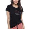 DZZO Cotton Night Suit for Women Girls | Women's Cotton Black T-Shirt & Striped Capri Set Pyjama Set Night Suit Sleepwear Nightwear Nightdress Loungewear for Women and Girls (Small, Black) - Image 3
