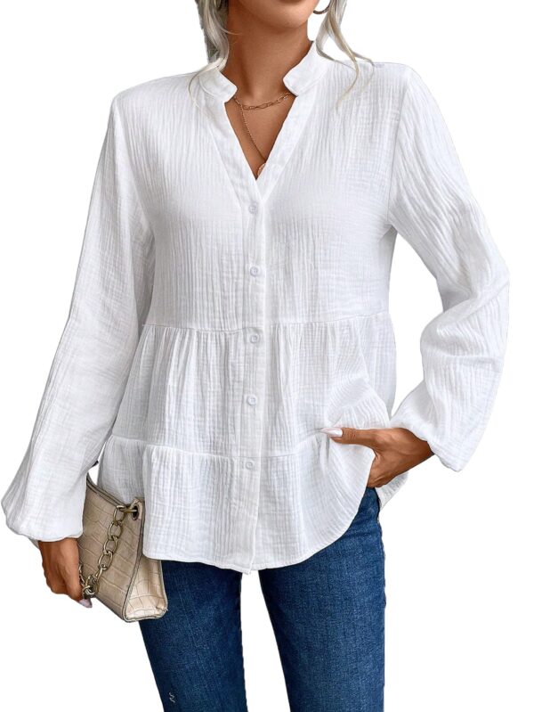 TADKEE Women's Solid Regular Fit Tunic Shirt (FN-Pop-Top-132-White-M_White