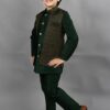 AHHAAAA Kids Ethnic Silk Blend Waistcoat Kurta Pyjama 3 Piece Sherwani Set For Boys |Green 4-5 Years, 540| - Image 7