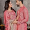 Nehdip Creation Trendy Couple Dress, Silk Saree & Kurta Pajama (in, Alpha, M, Standard, Pink) - Image 3