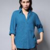 HIGH STAR Women's Cotton Oversized Fit Shirt (HSWSHW23509_BL_Blue, Small - Image 6