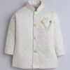 AHHAAAA Boy's Cotton 2 Piece Indo-Western Set/Kids Ethnic Wear Jaquard Sherwani, Indian wear - Ideal for any Festivals and Cultural Occasion|Beige, 7-8 Years| - Image 7
